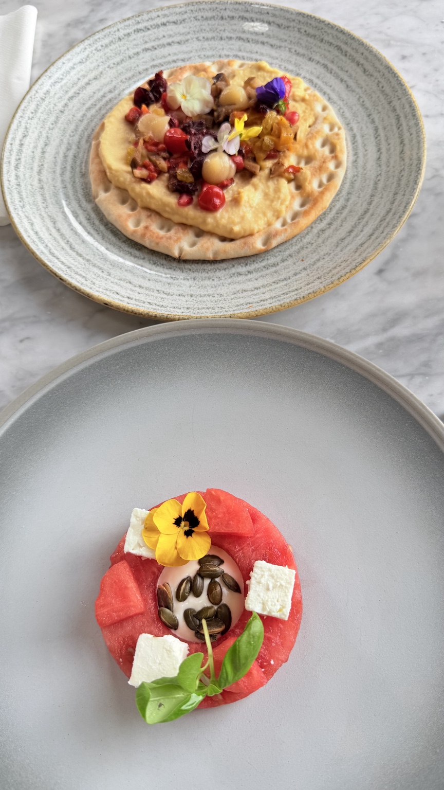 Colourful dishes photographed during the Eden Hall spa visit